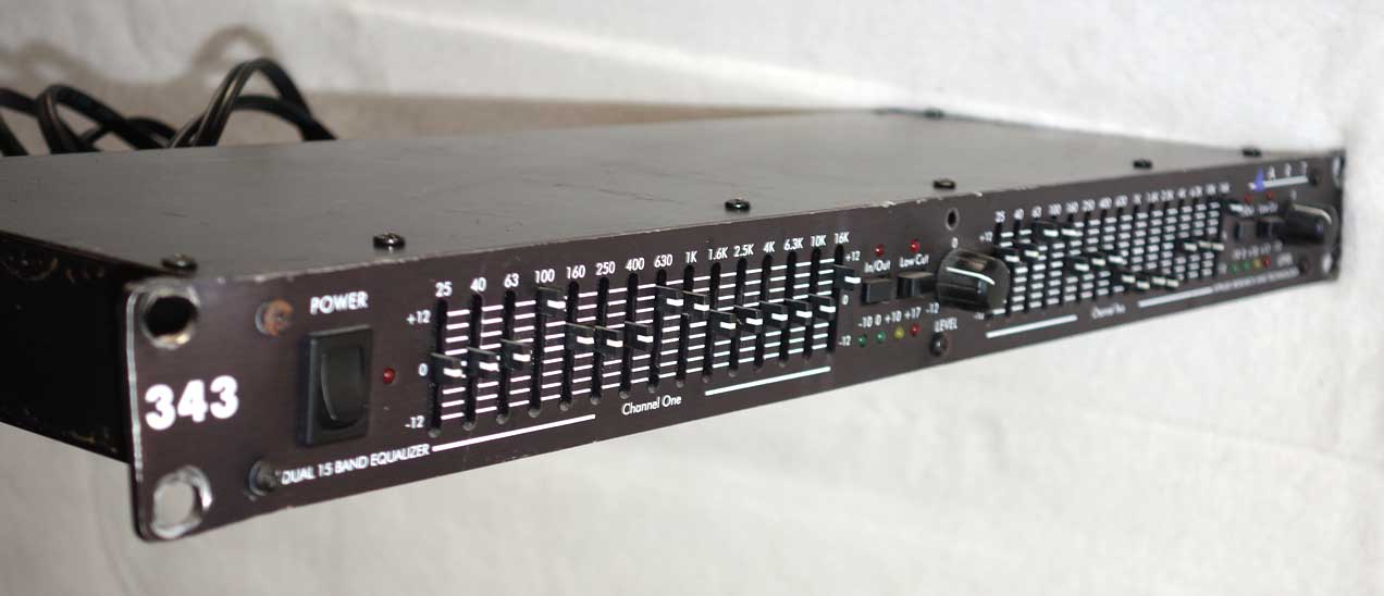 Used ART 343 Dual-Channel Graphic Equaliser w/XLR In/Outs + RCA In/Outs, 15-Band, 2-Ch EQ