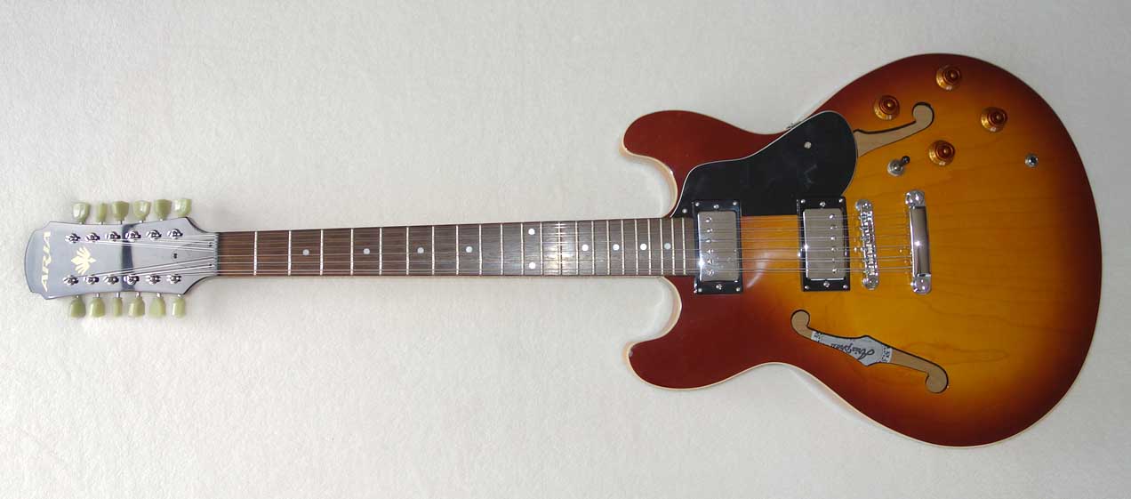 2002 Aria Pro II TA-40/12 Hollow Body 12-String Guitar in Sunburst Finish