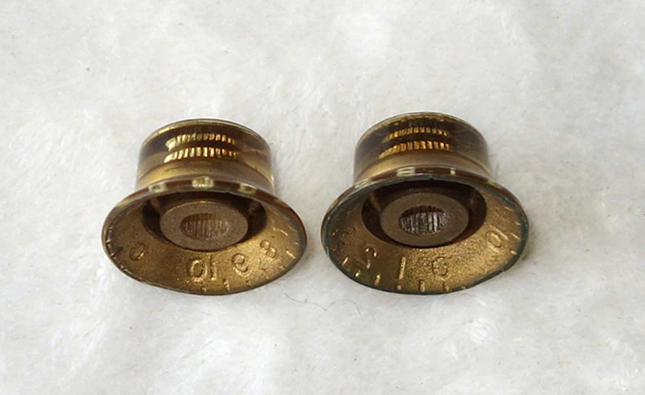 Vintage 1961 Gibson Gold Top Set of Two Pots Labeled 1x Volume + 1x ToneHat Knobs
