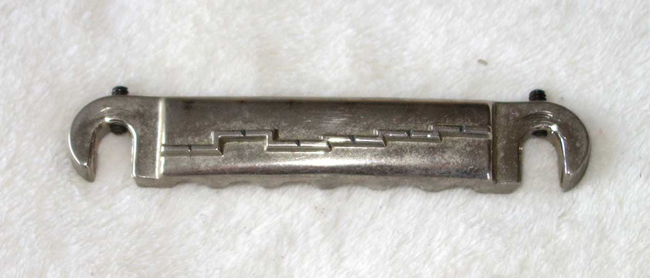 Vintage Early 1960s Gibson Lightning Bolt Bridge for Les Paul Junior, SG Jr, Melody Maker + Others  Nickel Plated, W/2x Set Screws 