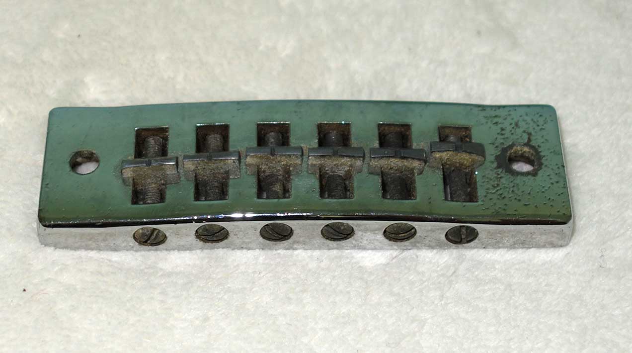 Vintage 1970s Gibson / Schaller Harmonica Bridge w/Posts, Inserts