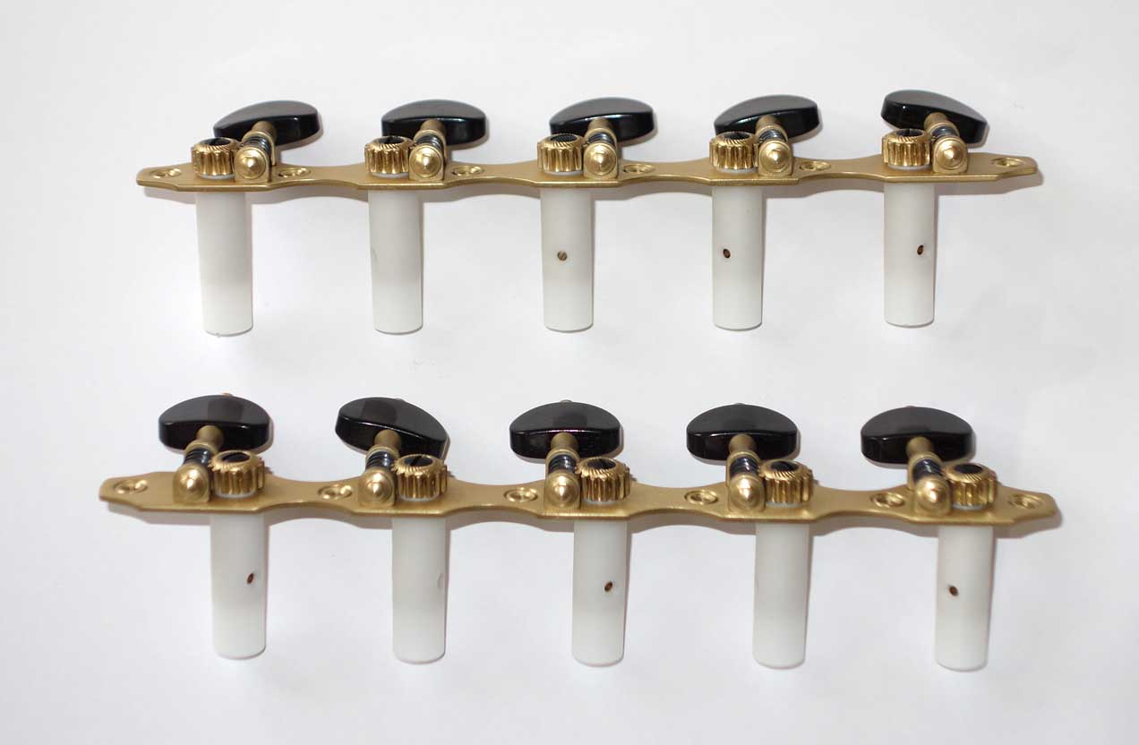 NEW Rubner Custom 10-String Tuning Machines 5-On-A-Plate w/Teflon Coated Bearings, Brass Plates, Made in Germany