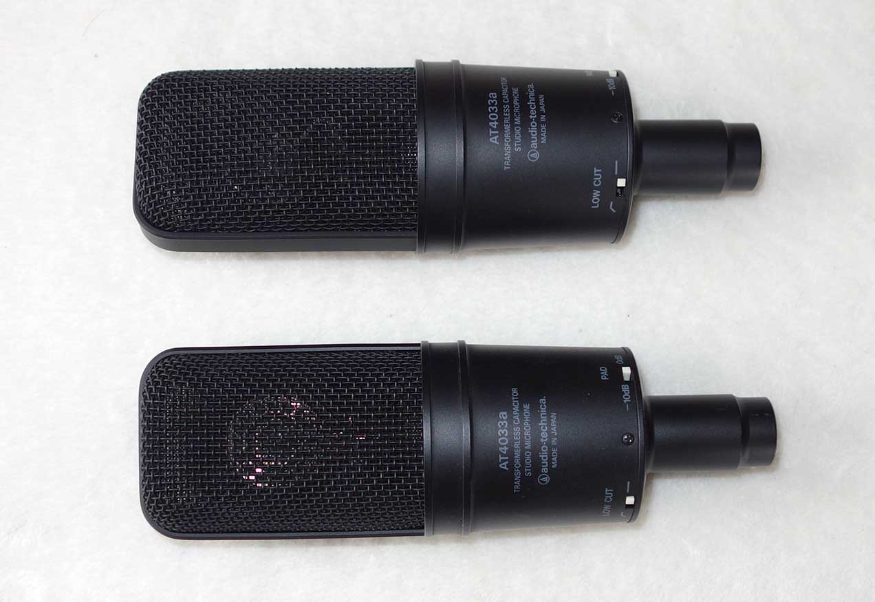 Vintage 1990s Audio Technica AT-4033A Cardioid Condenser Mic Pair w/Original Mounts, Cases
