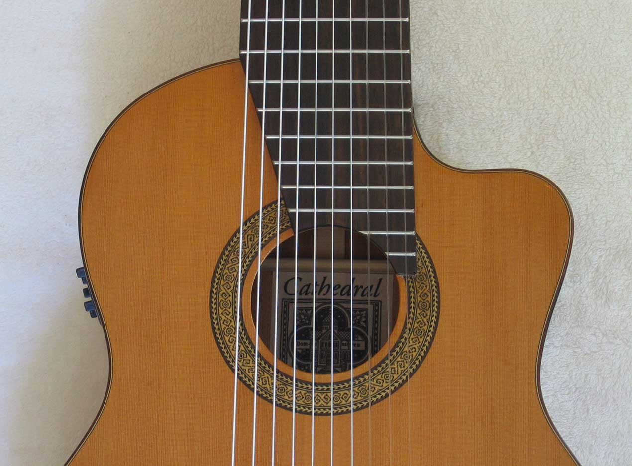 Cathedral Guitar Model 125CEL Classical Harp Guitar with Cutaway, & BBand A3T Pickup