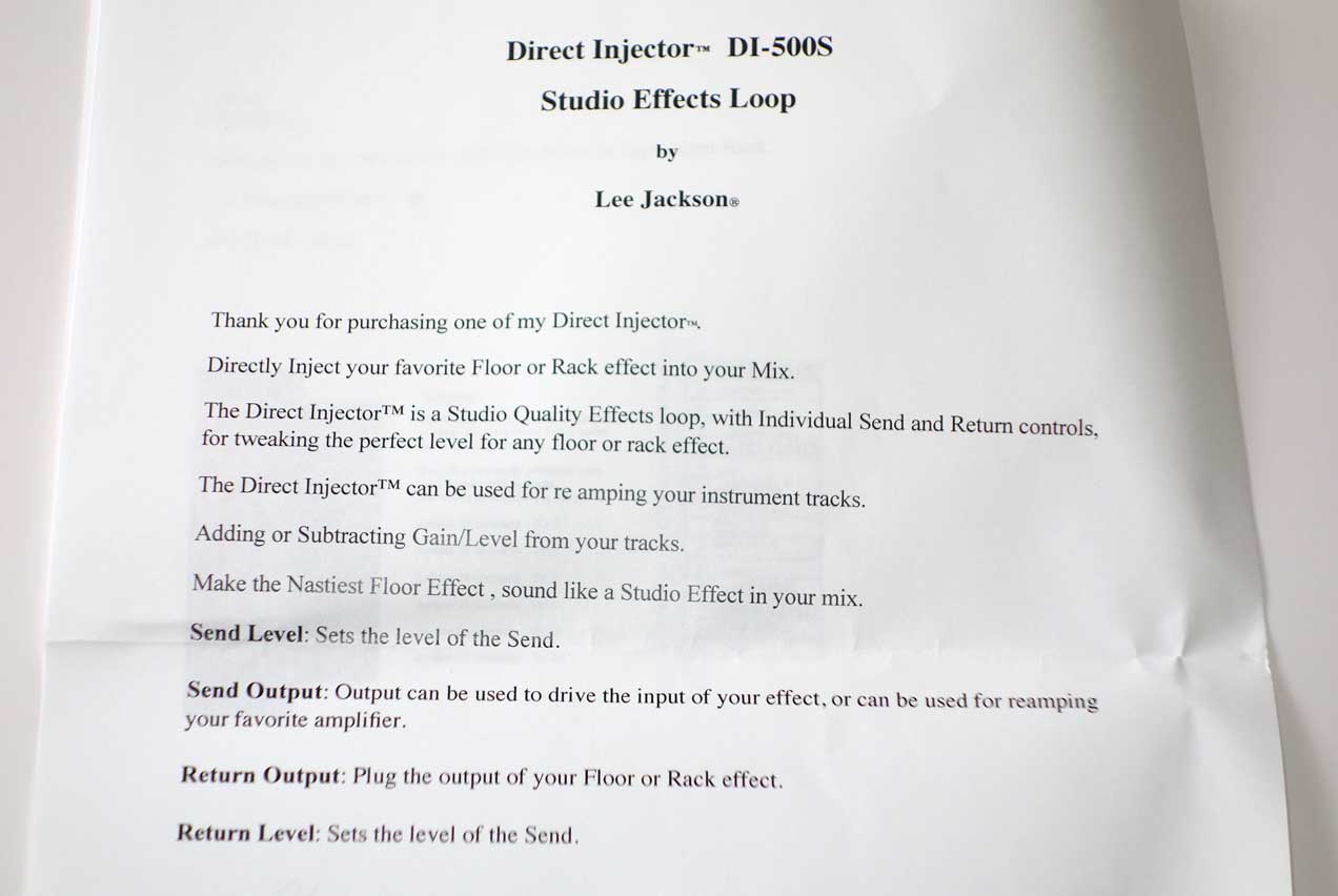 New!! LEE JACKSON Direct Injector 500-Series DI Module for API 500-Series Racks and 1608 Console