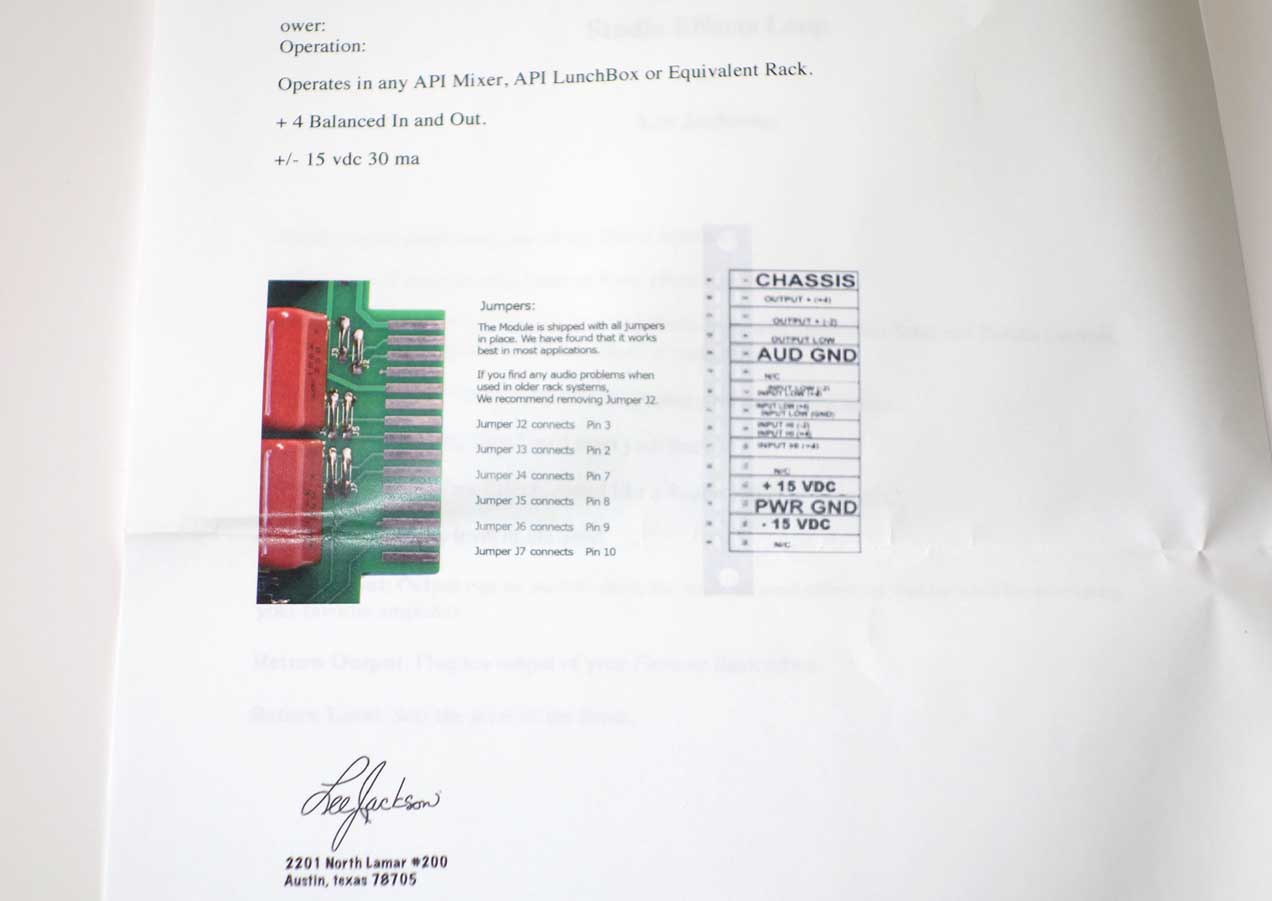 New!! LEE JACKSON Direct Injector 500-Series DI Module for API 500-Series Racks and 1608 Console