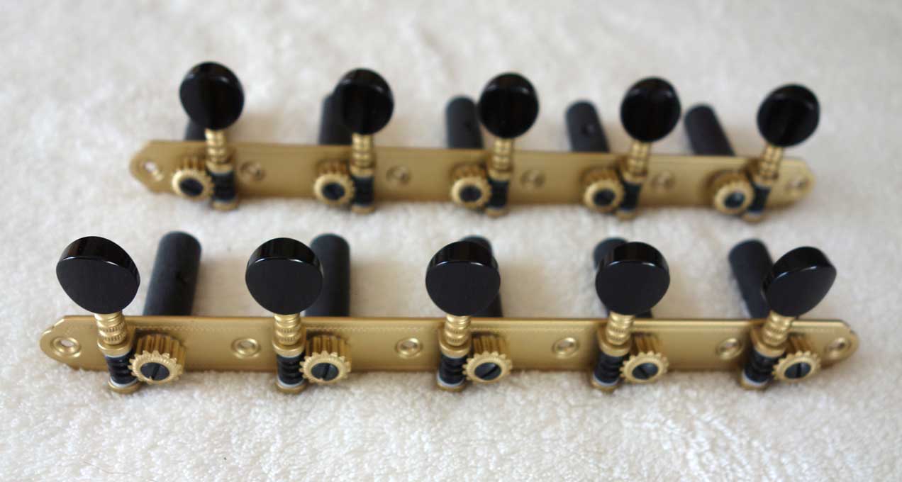 NEW Rubner Custom 10-String Tuning Machines 5-On-A-Plate w/Teflon Coated Bearings, Engraved Brass Plates, Made in Germany