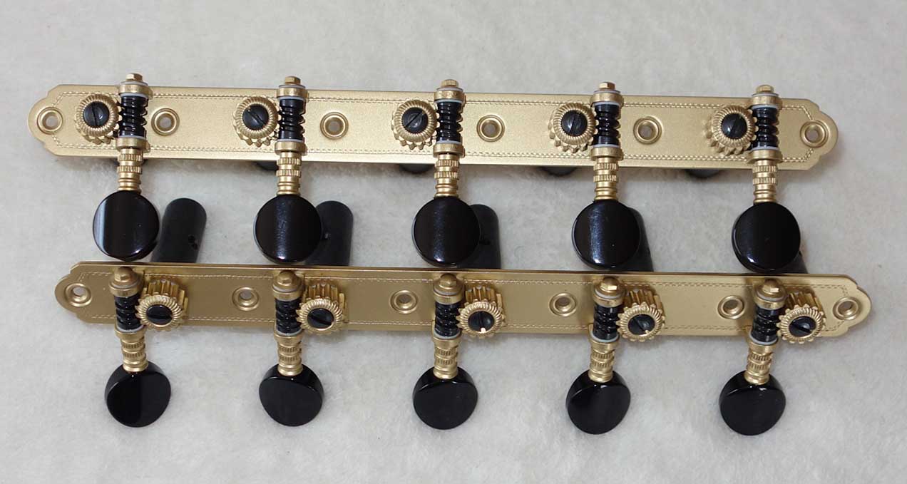 NEW Rubner Custom 10-String Tuning Machines 5-On-A-Plate w/Teflon Coated Bearings, Engraved Brass Plates, Made in Germany